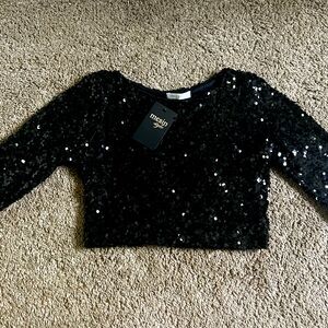 Mesin Style Top New Shiny Long Sleeve